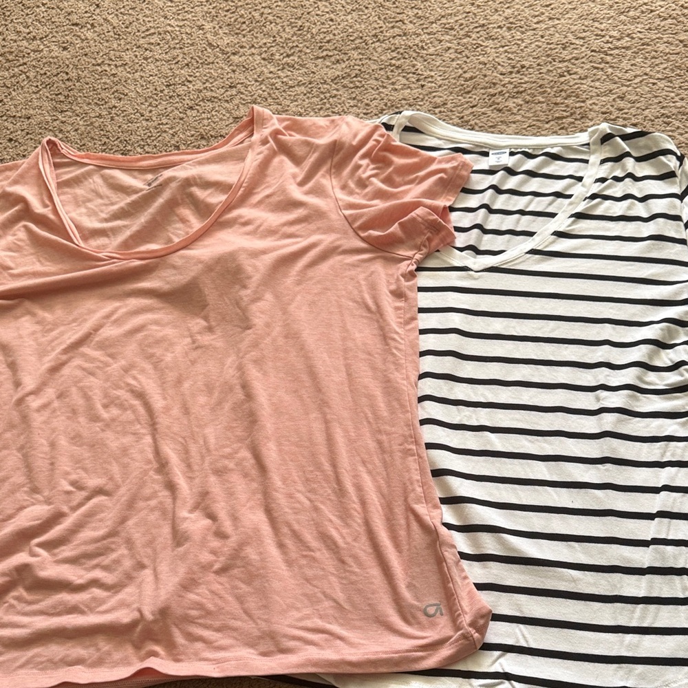 GAP Pink and Striped Short Sleeve Tees